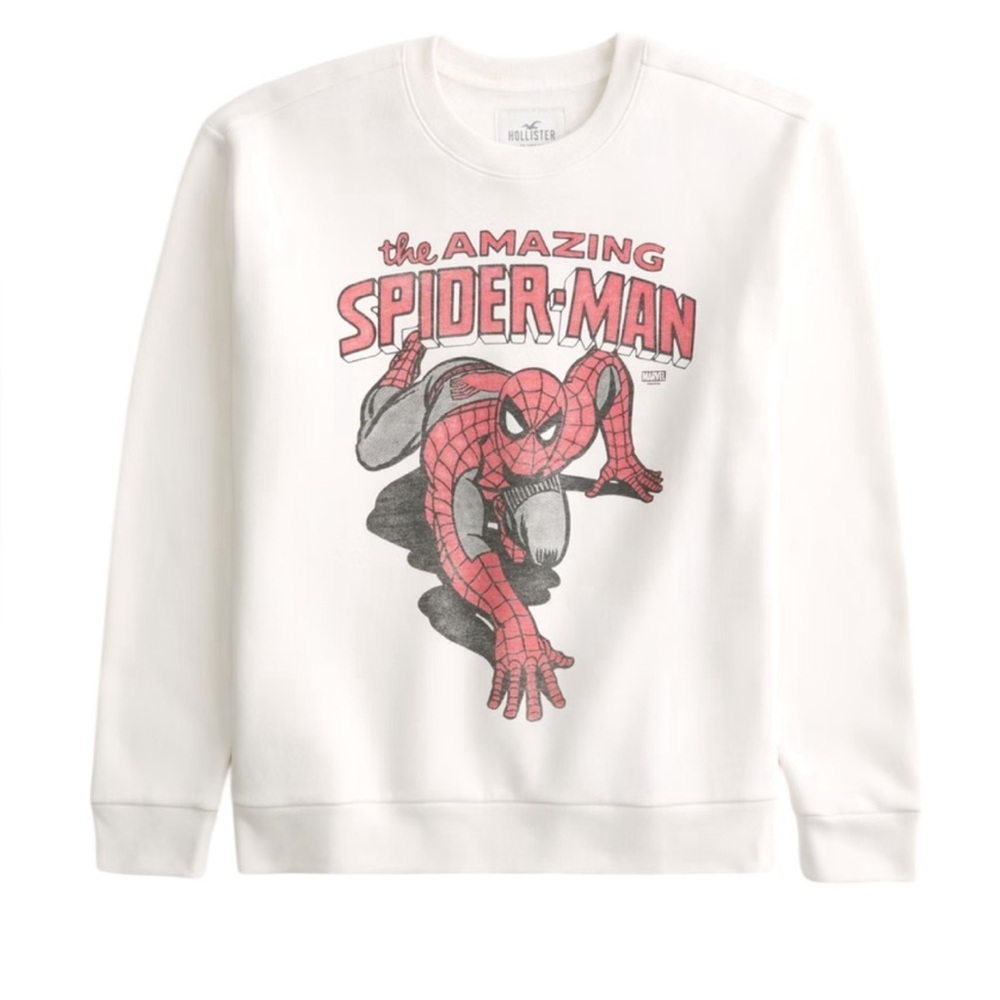 Hollister “The Amazing Spider-Man” White Graphic Superhero Sweatshirt
